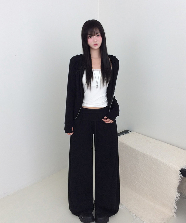 【丈別】シャーリングワイドトレーニングパンツ(5color) BLACK