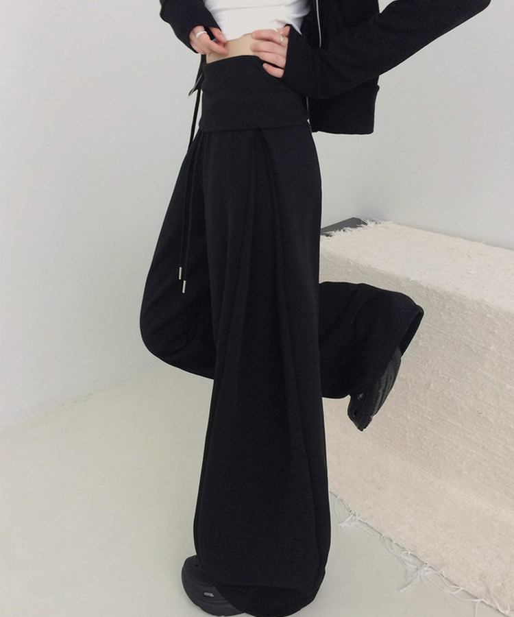 【丈別】シャーリングワイドトレーニングパンツ(5color) BLACK