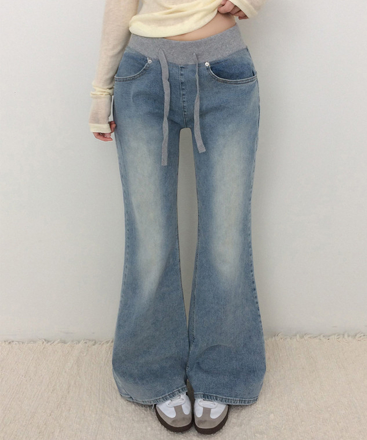 【丈別】ミッドライズフレアデニムパンツ LIGHT BLUE