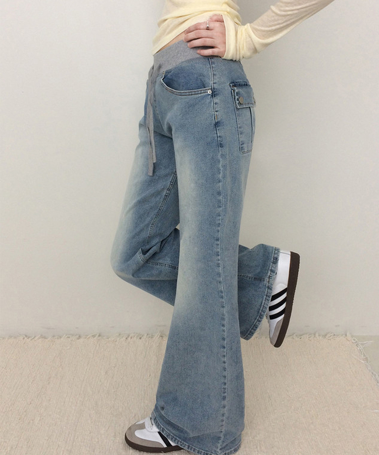 【丈別】ミッドライズフレアデニムパンツ LIGHT BLUE