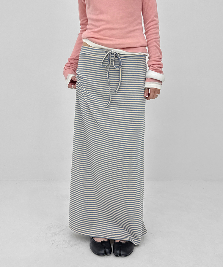 ウエストゴムロングスカート LIGHT BLUE
