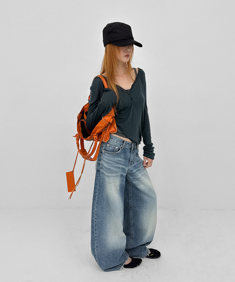 バルーンワイドデニムパンツ BLUE