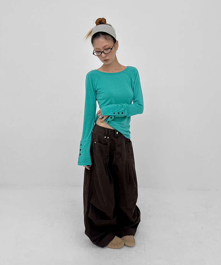 ワンショルダー長袖Tシャツ BLUE