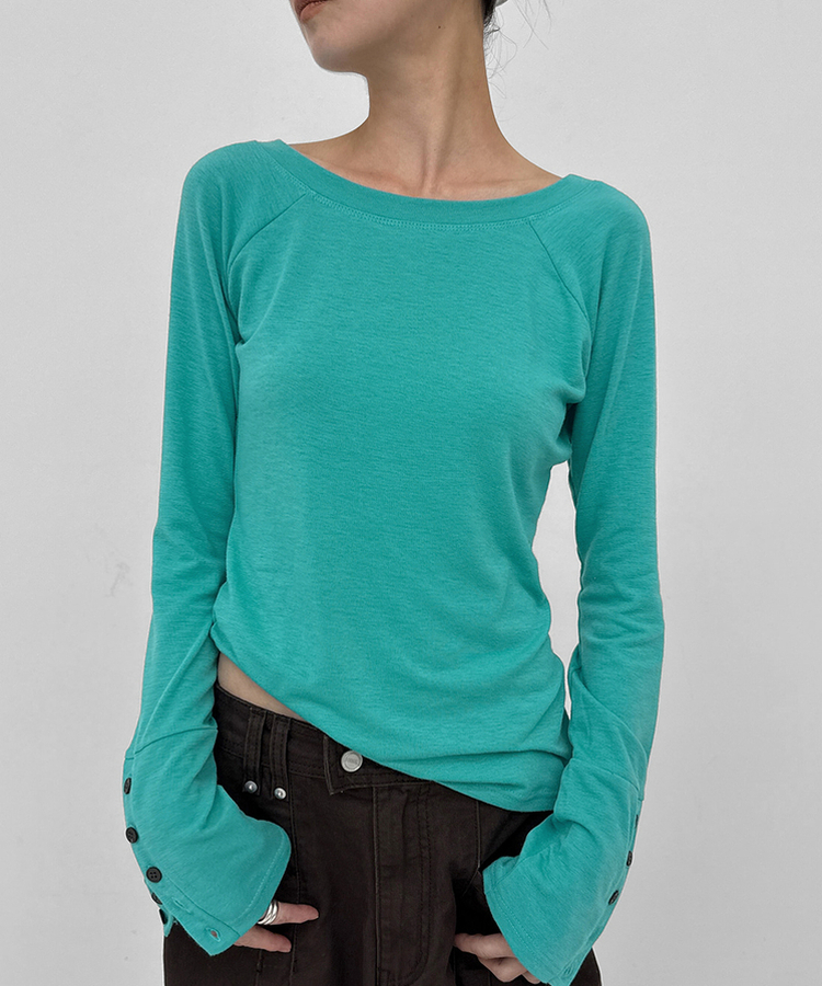 ワンショルダー長袖Tシャツ BLUE