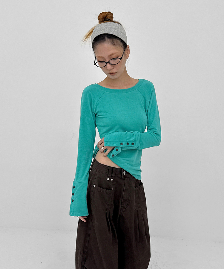 ワンショルダー長袖Tシャツ BLUE