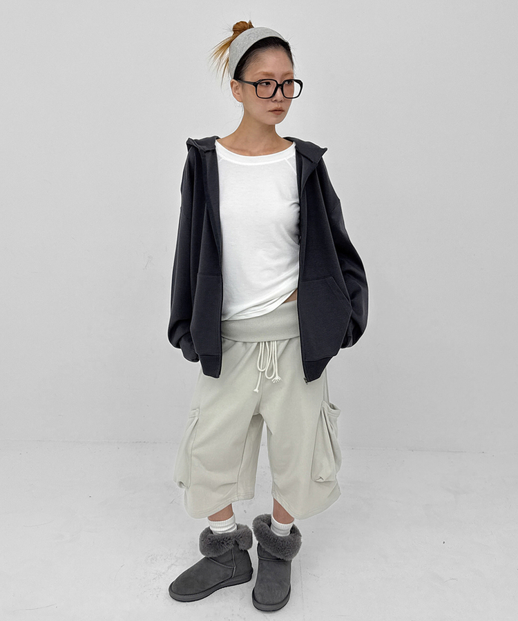 ワンショルダー長袖Tシャツ WHITE