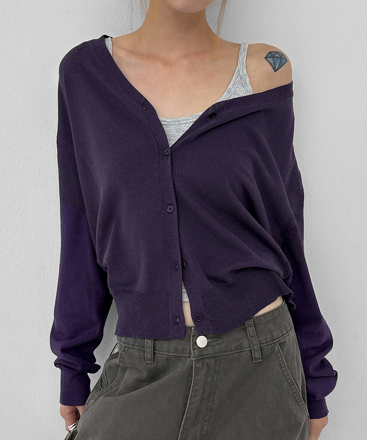 Vネックカーディガン(6color) NAVY
