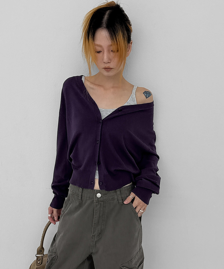 Vネックカーディガン(6color) NAVY