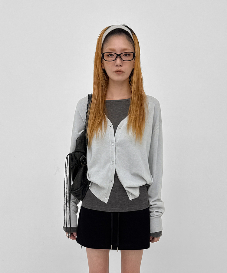 Vネックカーディガン(6color) GREY