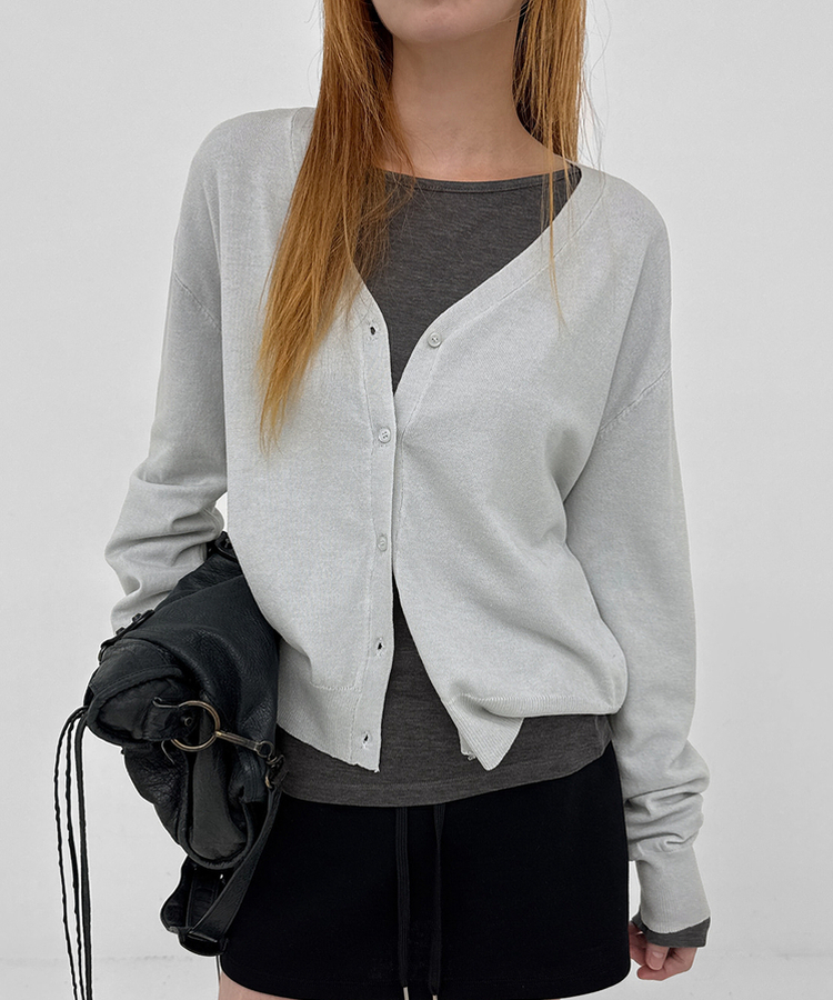 Vネックカーディガン(6color) GREY