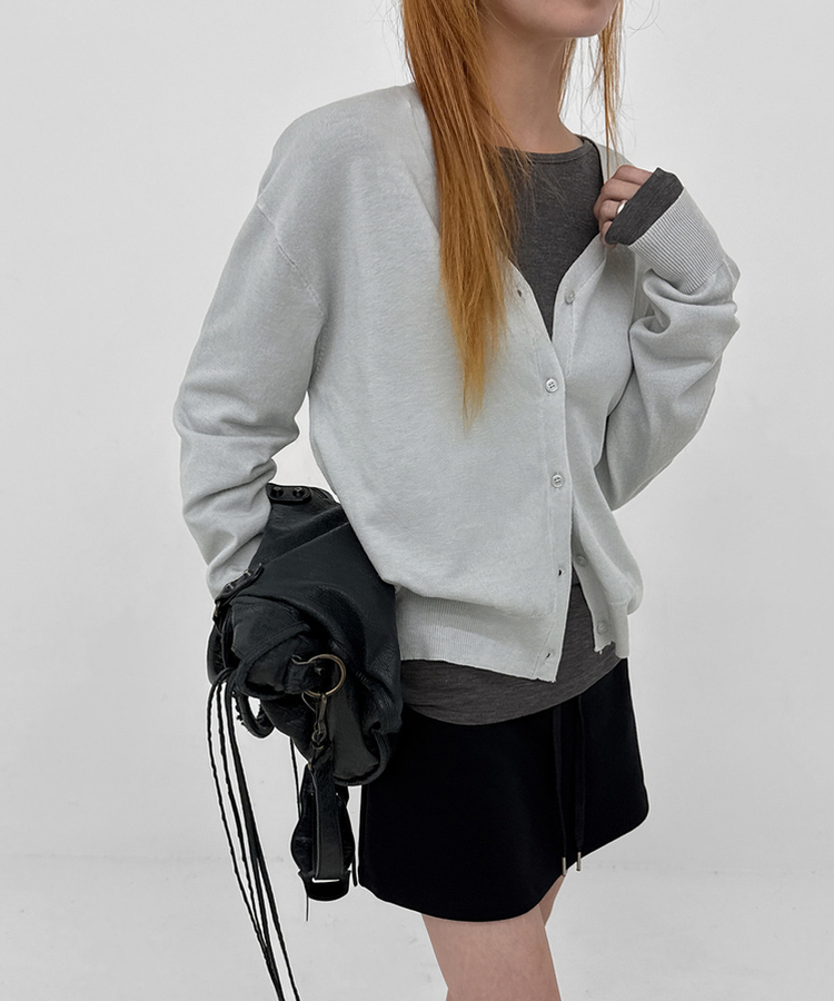 Vネックカーディガン(6color) GREY