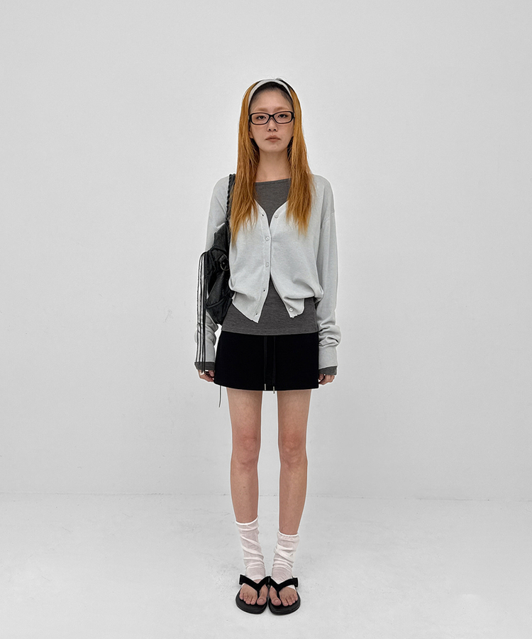Vネックカーディガン(6color) GREY