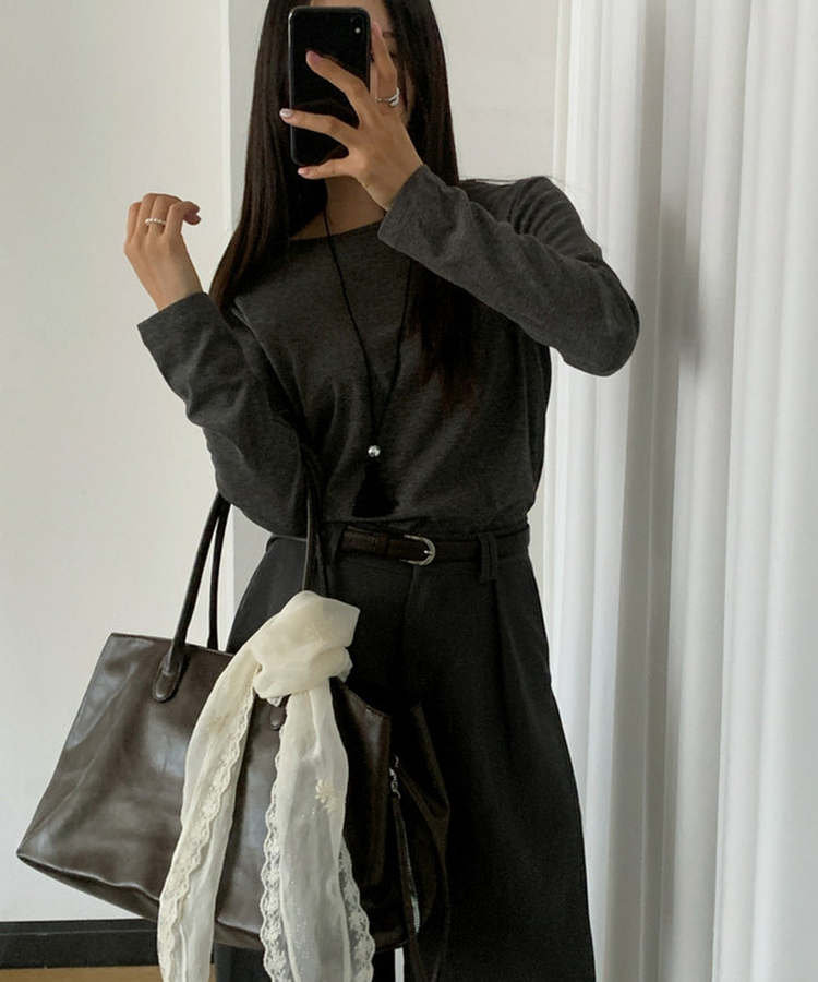 ポケットレザーショルダーバッグ BROWN