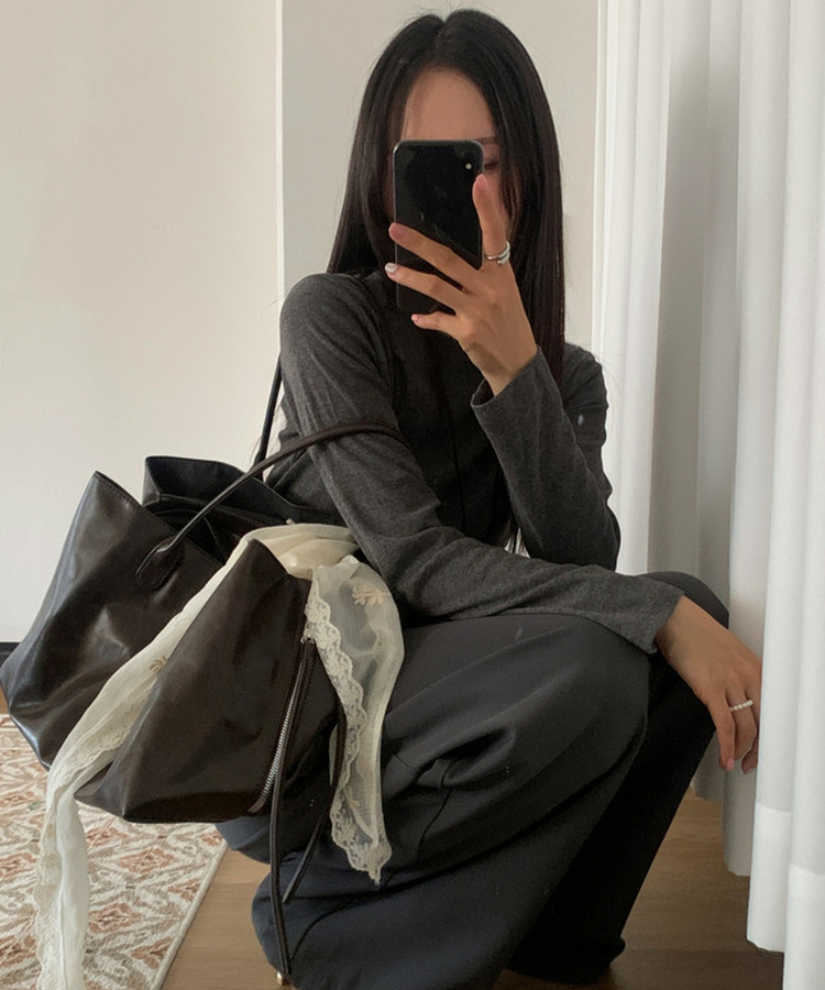 ポケットレザーショルダーバッグ BROWN