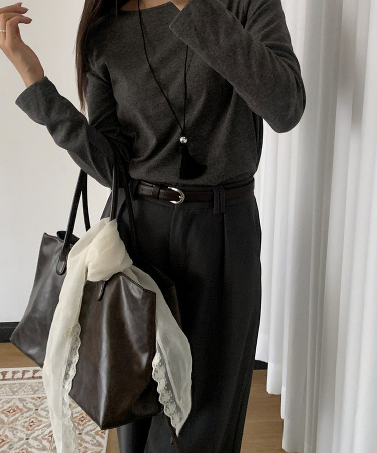 ポケットレザーショルダーバッグ BROWN