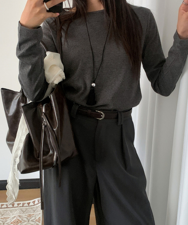 ポケットレザーショルダーバッグ BROWN