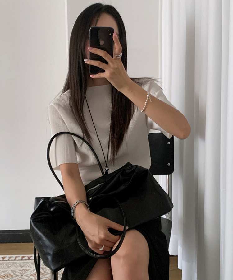 ポケットレザーショルダーバッグ BLACK
