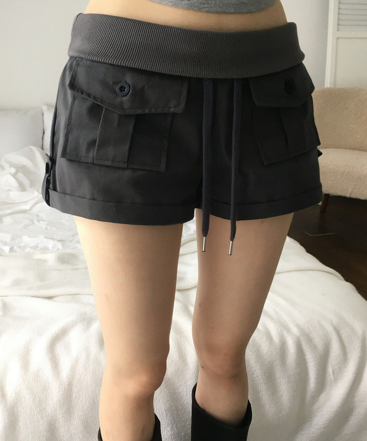 ポケットロールアップショートパンツ CHARCOAL
