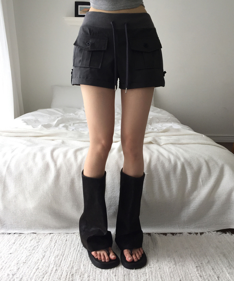 ポケットロールアップショートパンツ CHARCOAL