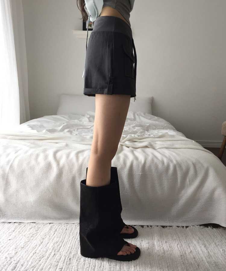 ポケットロールアップショートパンツ CHARCOAL