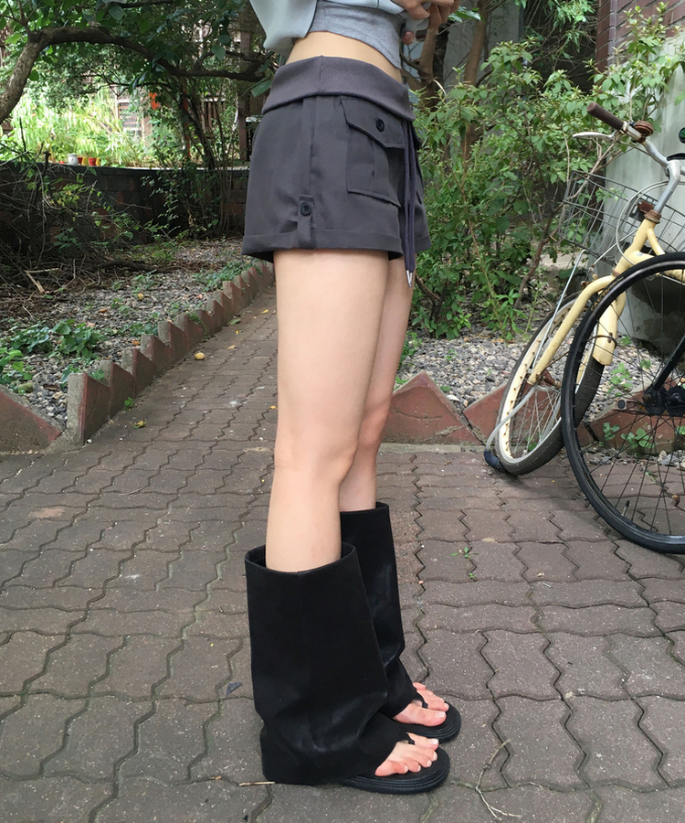 ポケットロールアップショートパンツ CHARCOAL
