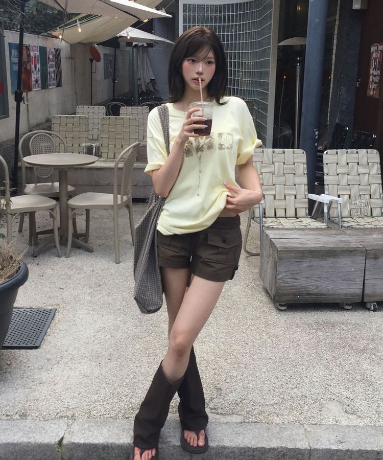 ポケットロールアップショートパンツ BROWN