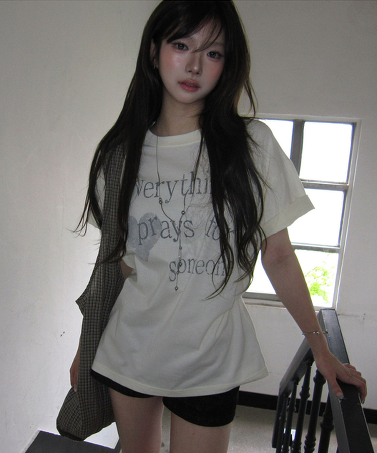 レタリング半袖Tシャツ LIGHT YELLOW