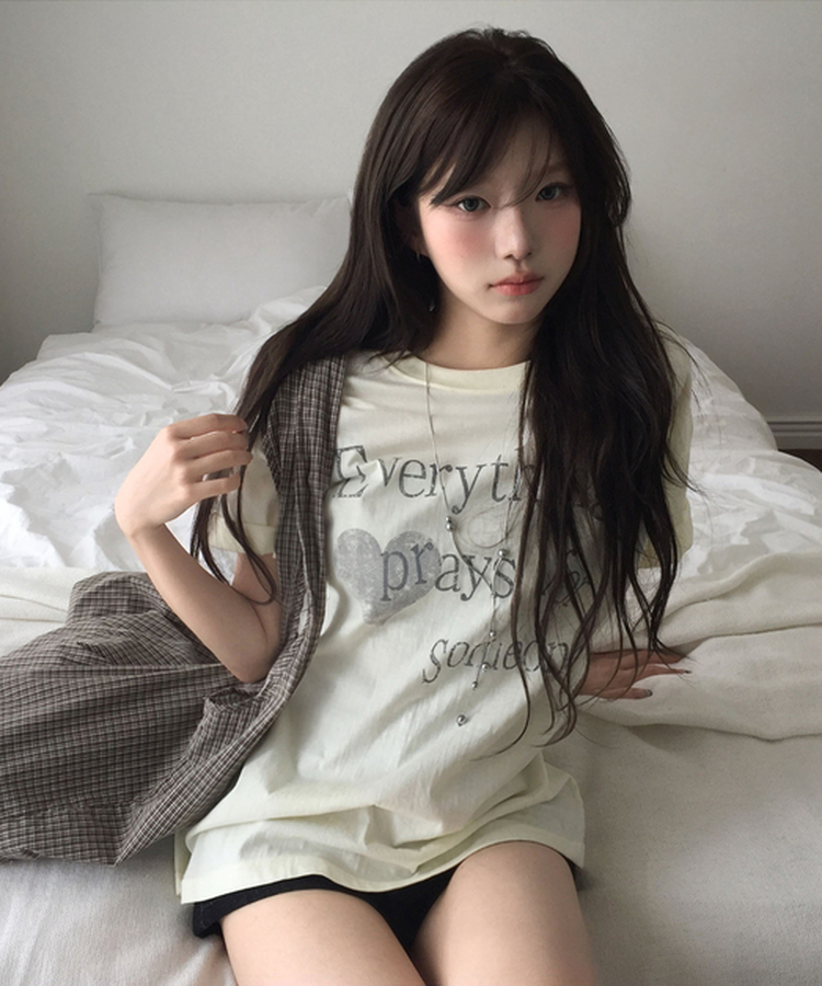レタリング半袖Tシャツ LIGHT YELLOW