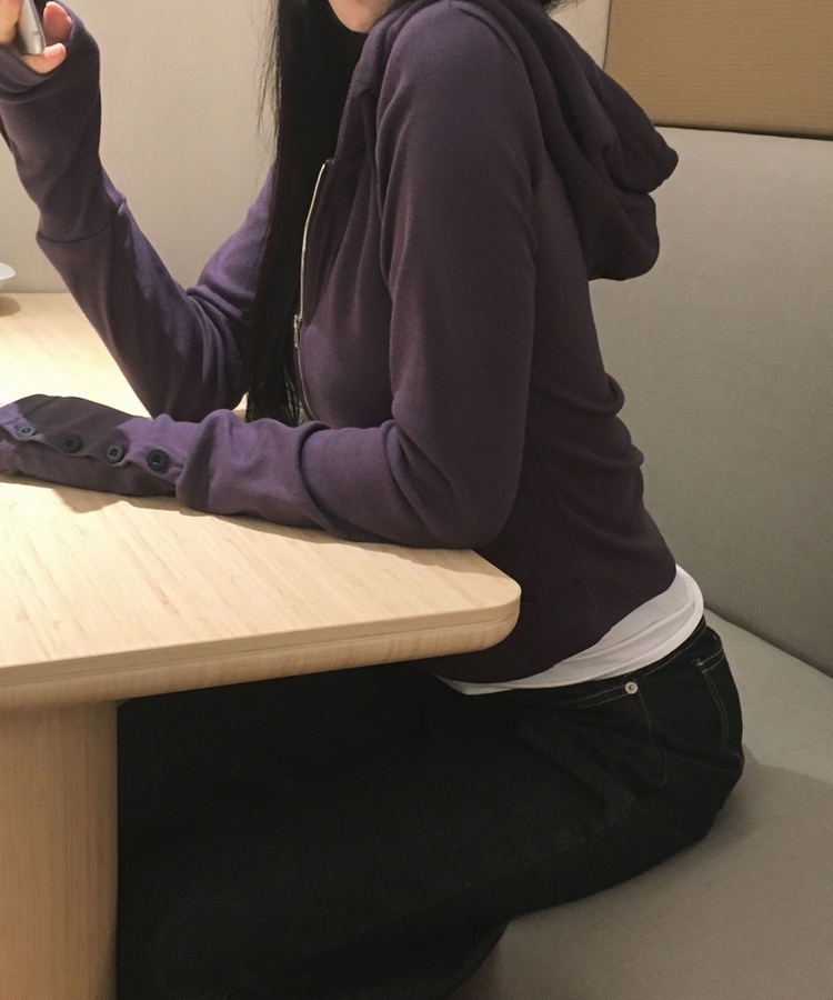 スリムジップアップフードトレーナー(12color) PURPLE