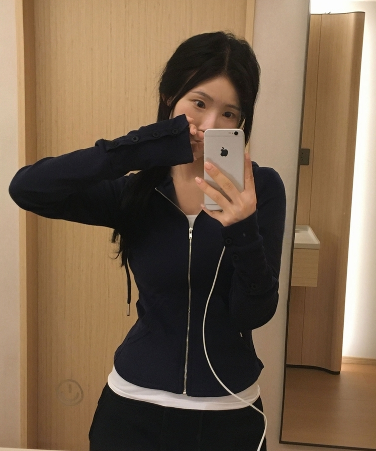 スリムジップアップフードトレーナー(12color) NAVY