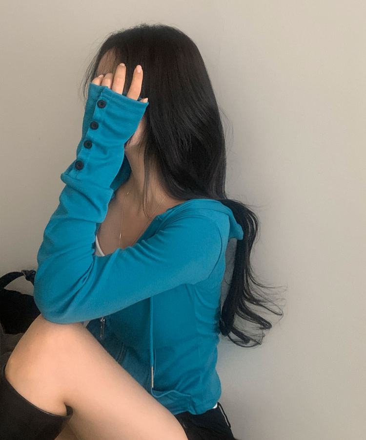 スリムジップアップフードトレーナー(12color) SKYBLUE