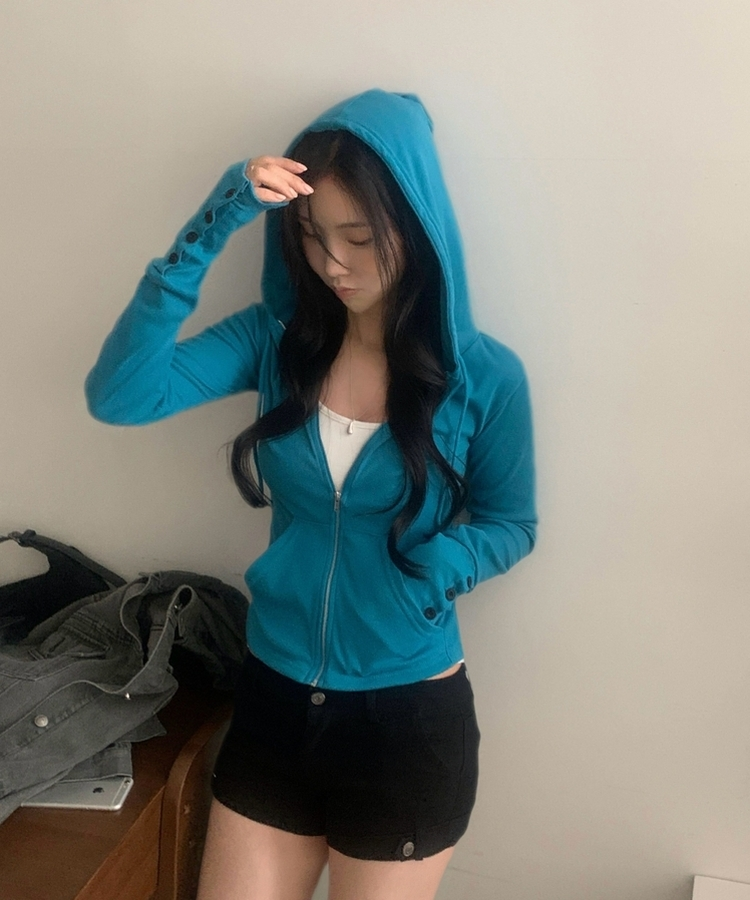 スリムジップアップフードトレーナー(12color) SKYBLUE
