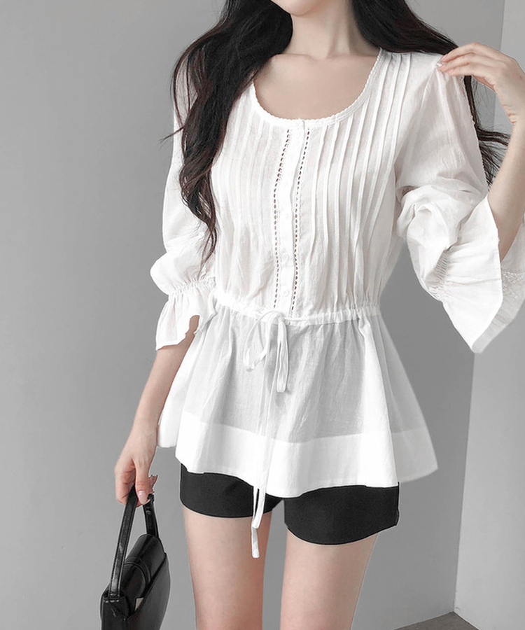 レースシャーリングブラウス IVORY