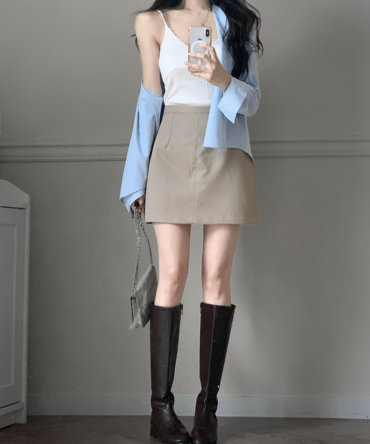 Aラインミニスカート BEIGE