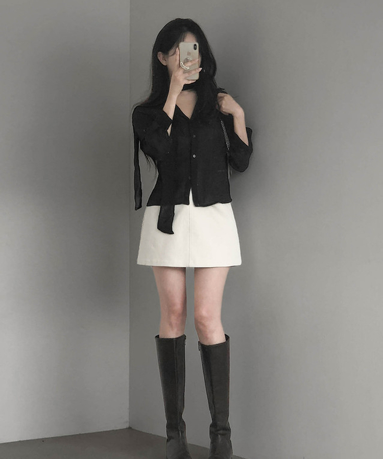 Aラインミニスカート IVORY
