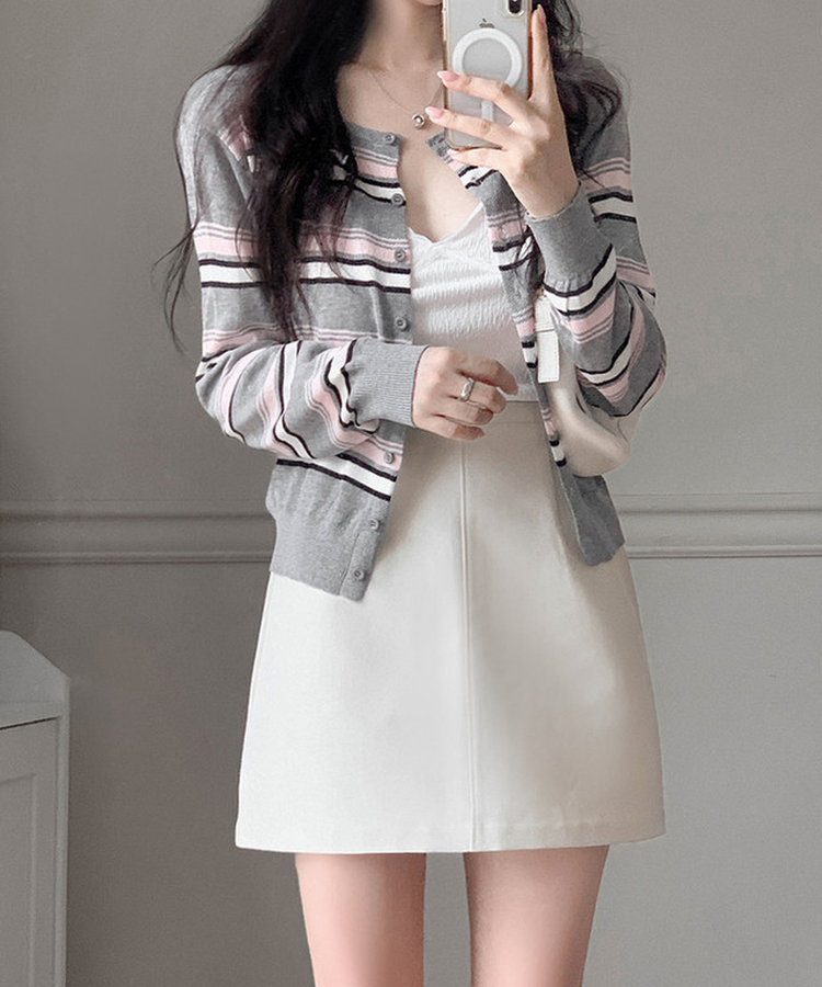 ストライプカーディガン GRAY