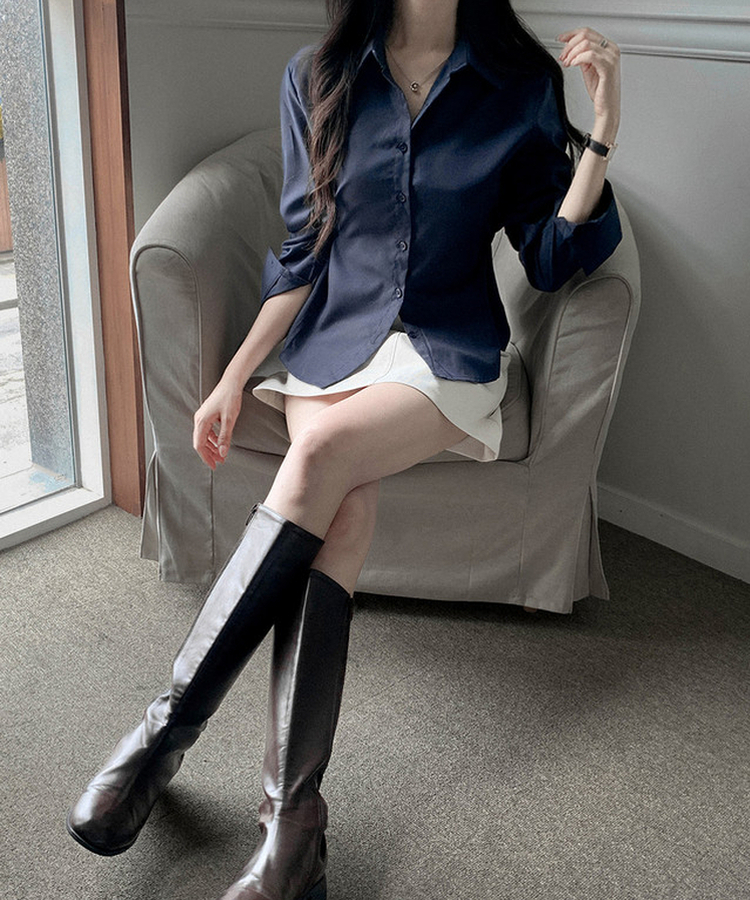 ベーシックボタンラインシャツ NAVY