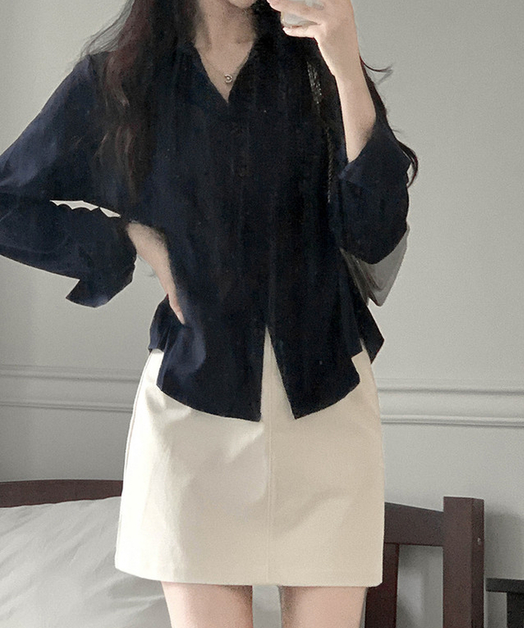 ベーシックボタンラインシャツ NAVY