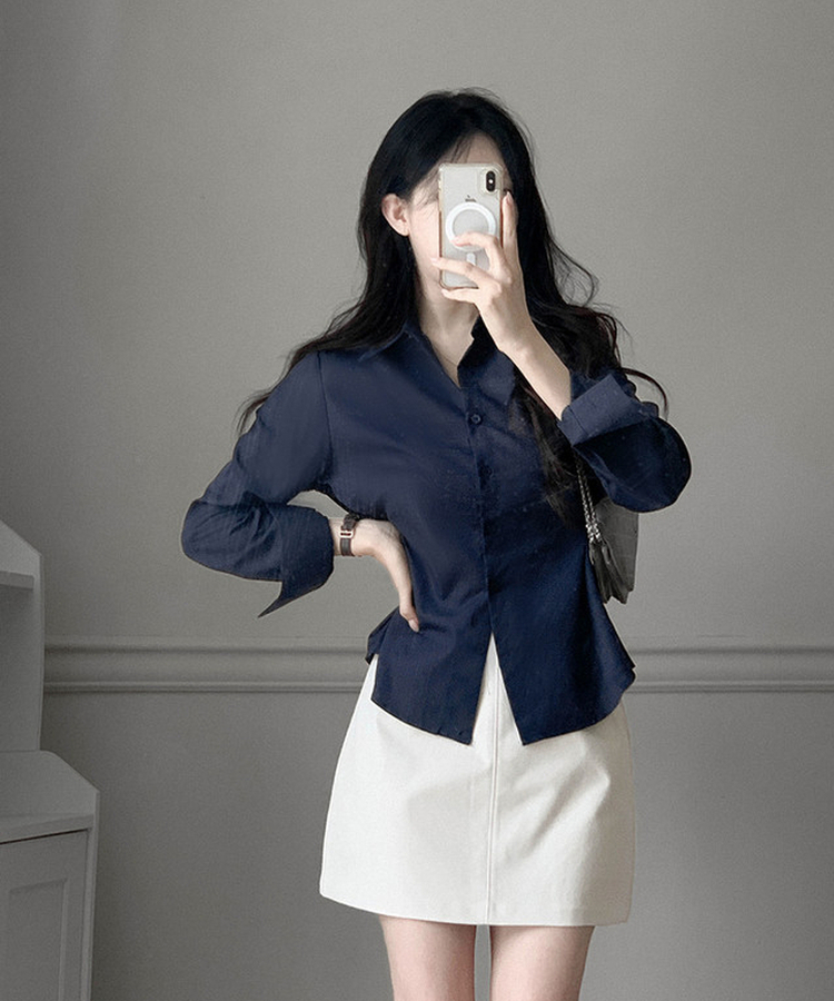 ベーシックボタンラインシャツ NAVY
