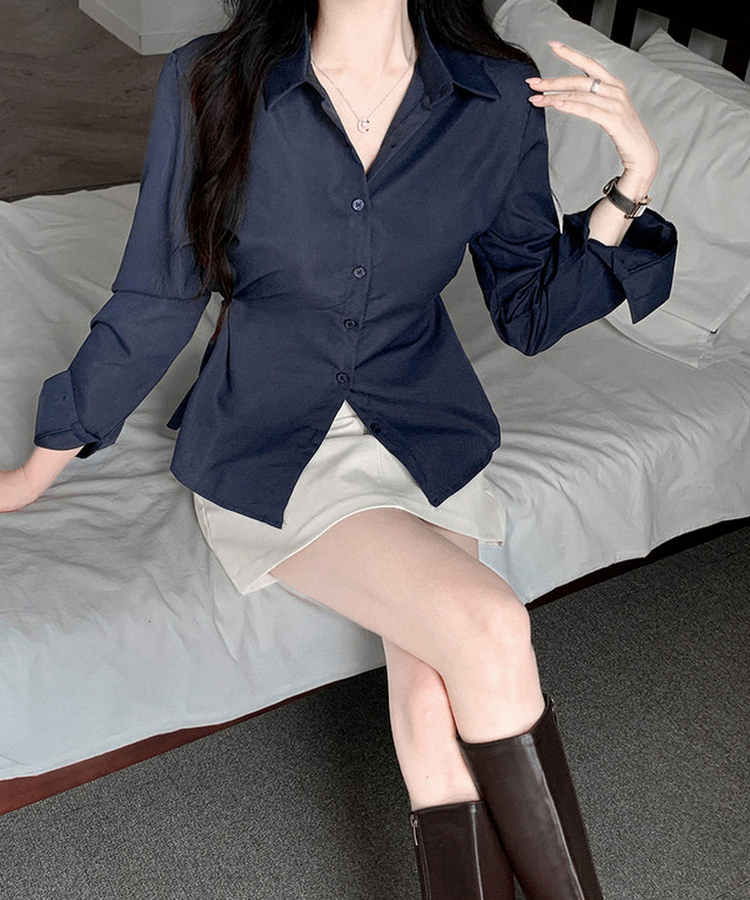 ベーシックボタンラインシャツ NAVY