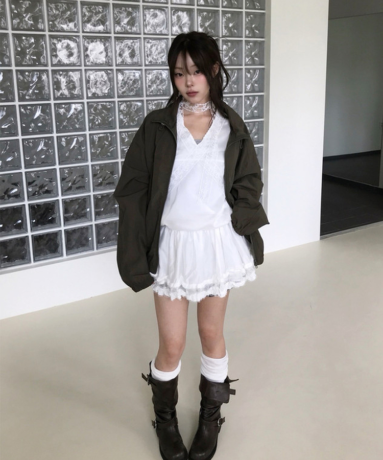 レースストリングキャミソールミニワンピース IVORY