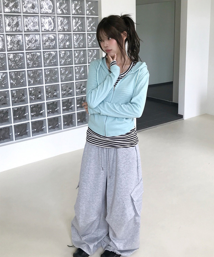 ウエストゴムカーゴストリングバルーンパンツ MERANGE GRAY