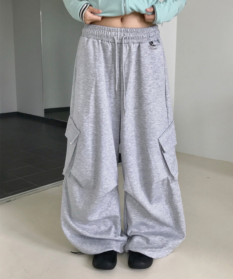 ウエストゴムカーゴストリングバルーンパンツ MERANGE GRAY