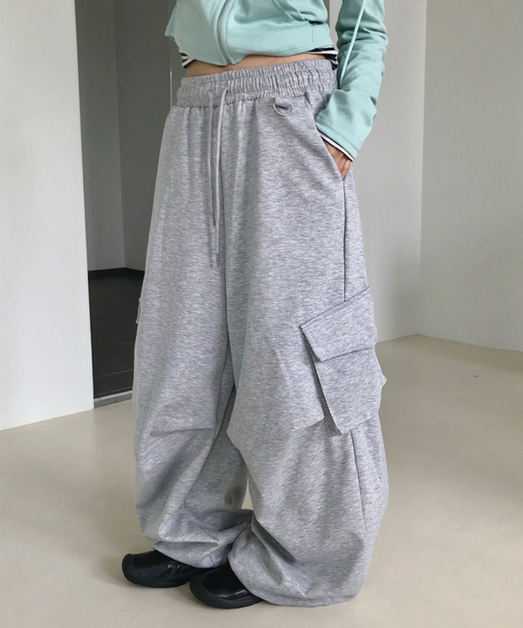 ウエストゴムカーゴストリングバルーンパンツ MERANGE GRAY