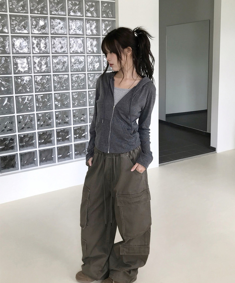 ダブルカーゴヘビーコットンワイドパンツ BROWN