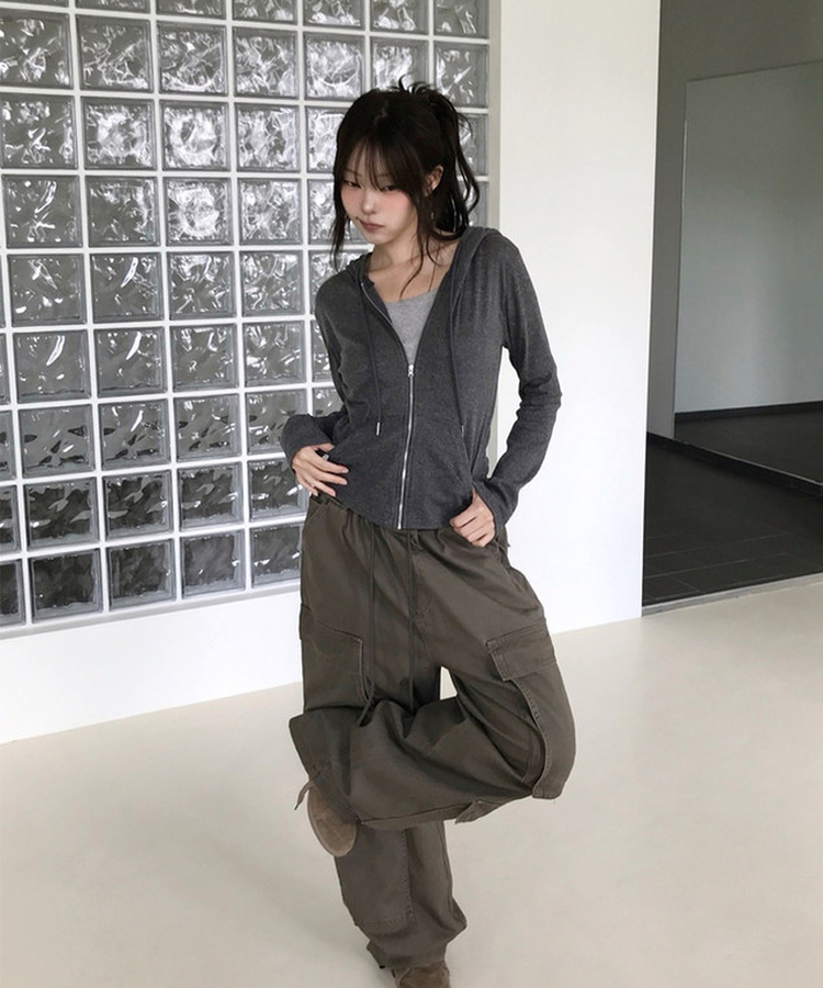 ダブルカーゴヘビーコットンワイドパンツ BROWN