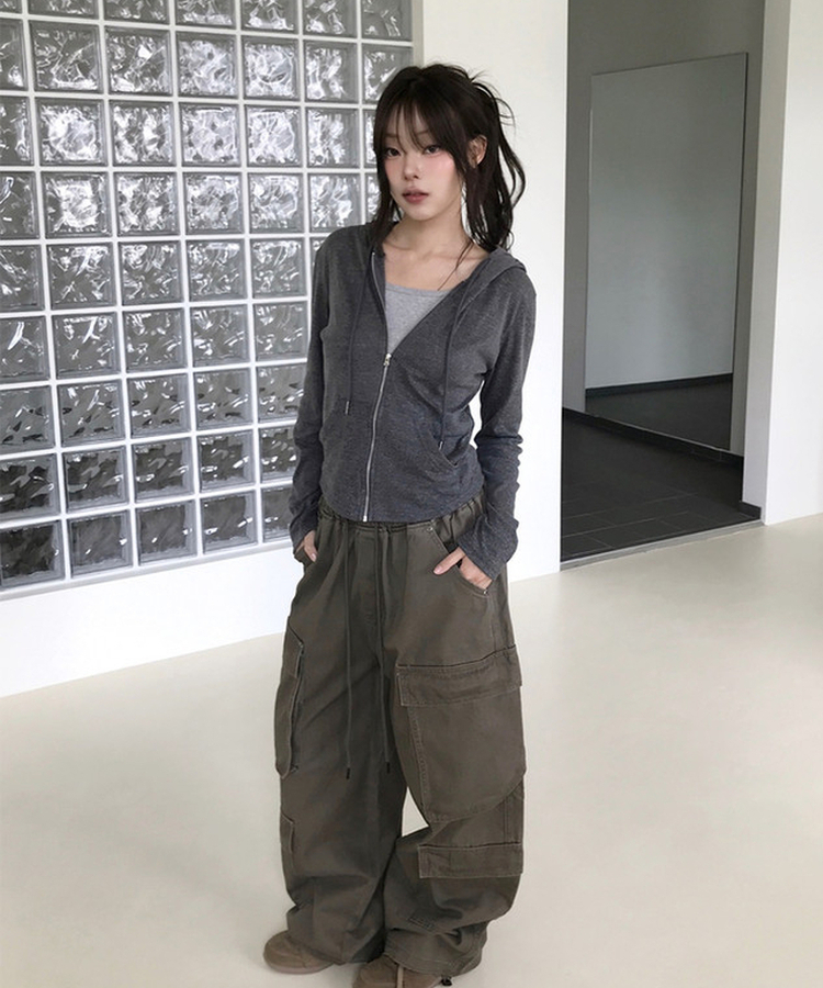 ダブルカーゴヘビーコットンワイドパンツ BROWN