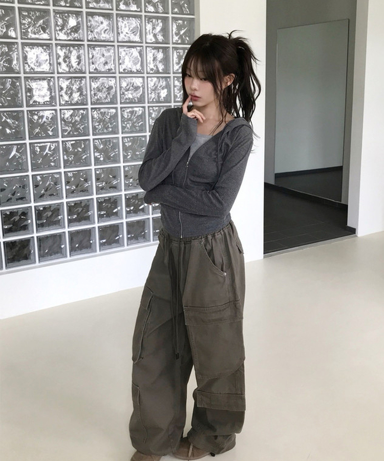ダブルカーゴヘビーコットンワイドパンツ BROWN