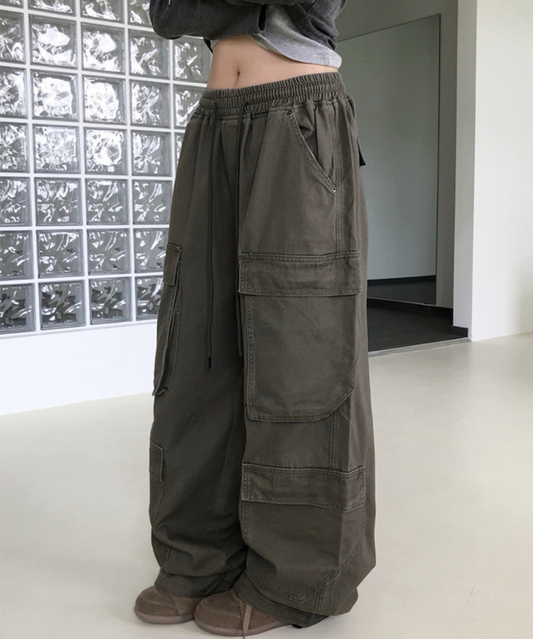 ダブルカーゴヘビーコットンワイドパンツ BROWN
