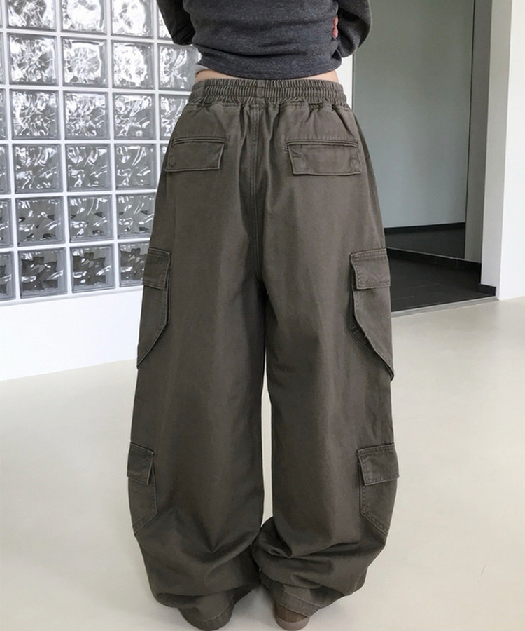 ダブルカーゴヘビーコットンワイドパンツ BROWN